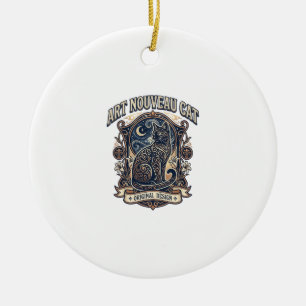 Jugendstil-Katze Katze Jugendstil Vintage-Vektorku Keramik Ornament