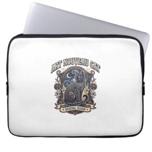 Jugendstil-Katze Katze Jugendstil Vintage-Vektorku Laptopschutzhülle