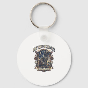 Jugendstil-Katze Katze Jugendstil Vintage-Vektorku Schlüsselanhänger