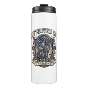 Jugendstil-Katze Katze Jugendstil Vintage-Vektorku Thermosbecher