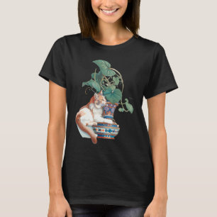 Jugendstil-Katze sitzt neben Topfpflanze T-Shirt