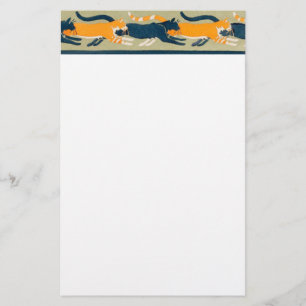 Jugendstil-Katzen und Blume Briefpapier