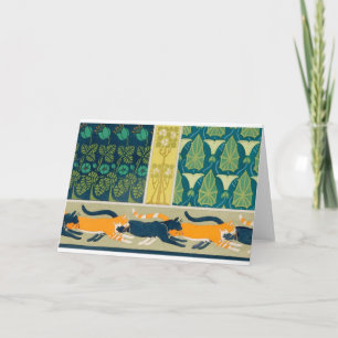 Jugendstil-Katzen und Blume Karte