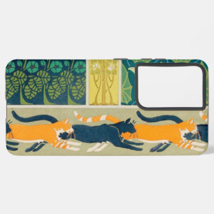 Jugendstil-Katzen und Blume Samsung Galaxy Hülle