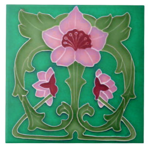 Jugendstil-Keramik Feuerstelle Wand Tile Fliese