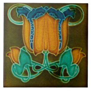 Jugendstil-Keramik Feuerstelle Wand Tile Fliese