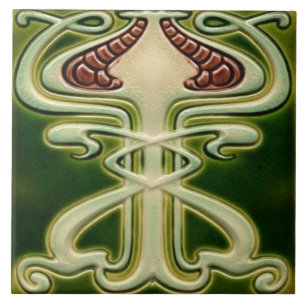 Jugendstil-Keramik Feuerstelle Wand Tile Fliese
