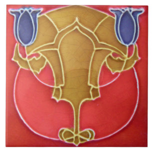 Jugendstil-Keramik Feuerstelle Wand Tile Fliese