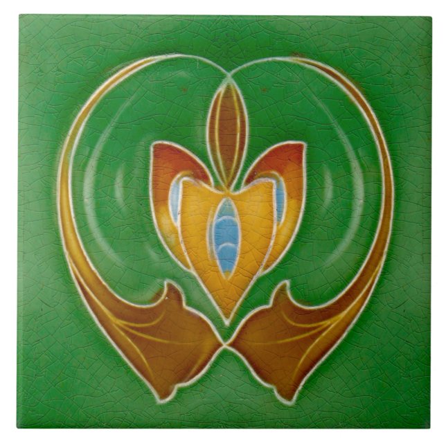 Jugendstil-Keramik Feuerstelle Wand Tile Fliese (Vorderseite)