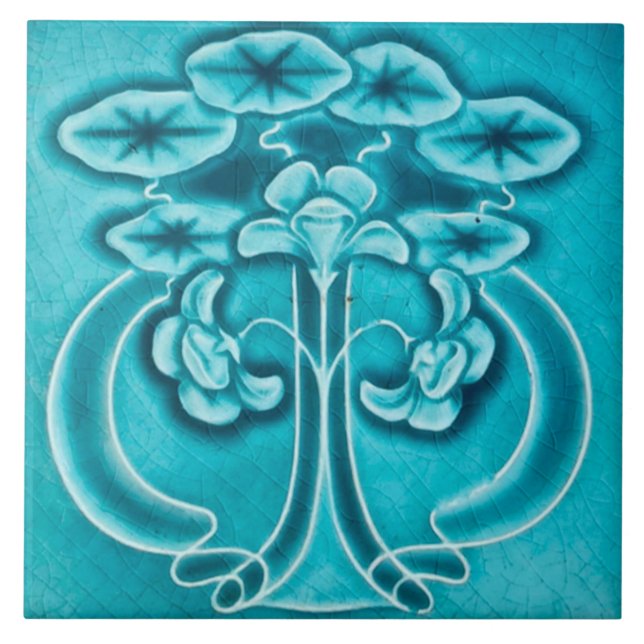 Jugendstil-Keramik Feuerstelle Wandfliesen Fliese (Vorderseite)