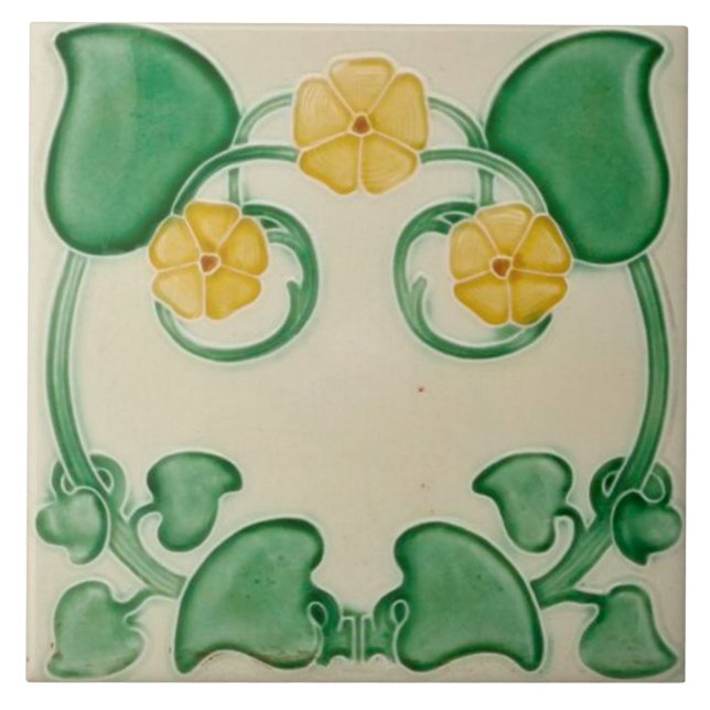 Jugendstil-Keramik Feuerstelle Wandfliesen Fliese (Vorderseite)