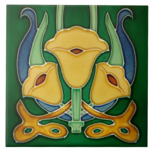 Jugendstil Keramik Mauer, Tile Fliese