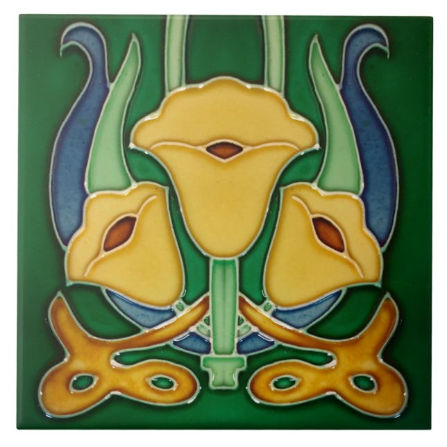 Jugendstil Keramik Mauer, Tile Fliese (Vorderseite)
