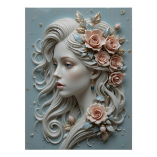 Jugendstil-Keramik-Portrait Poster
