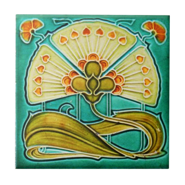 Jugendstil Keramik Tile. Bluthochdruck Fliese (Vorderseite)