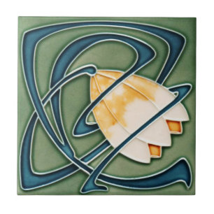 Jugendstil Keramik Tile.Flora Fliese