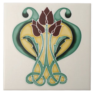 Jugendstil-Keramik Tile - Tiefe Lila Tulissen Fliese