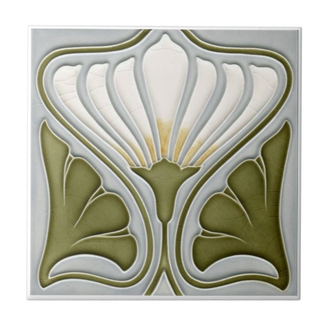 Jugendstil-Keramik Wand Tile Light White BG Fliese (Vorderseite)