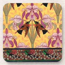 Jugendstil-Kolibri und Blume verneuil tile Getränkeuntersetzer