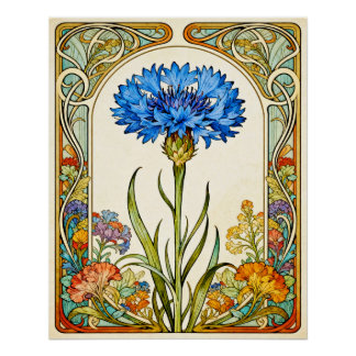 Jugendstil Kornblumenposter. Poster