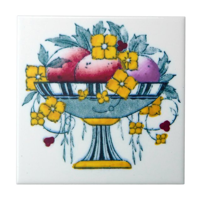 Jugendstil Küche Tile Design Blume und Obst Fliese (Vorderseite)