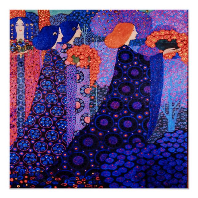 Jugendstil-Kunst, Dante, Weibchen, Morris, farbenf Poster (Vorderseite)