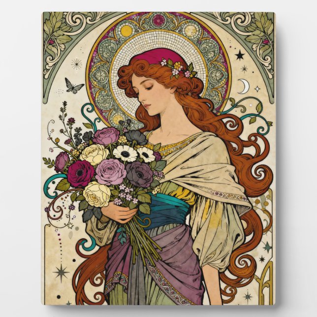 Jugendstil-Kunst mit Staffelei Fotoplatte (Vorderseite)