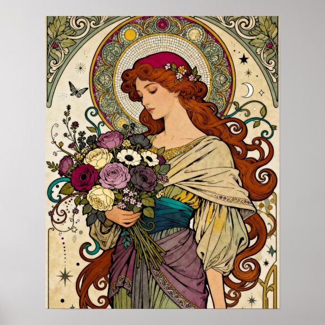 Jugendstil-Kunst mit Staffelei Poster (Vorne)