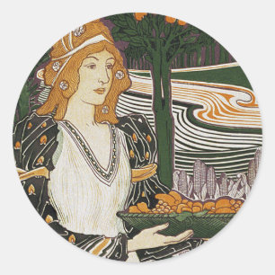 Jugendstil - L.Rhead - Erntedankfest Runder Aufkleber