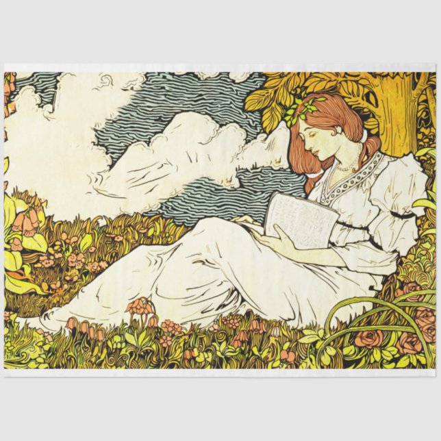 Jugendstil-Lady 14 Dekoupage Tissue Seidenpapier (Vorderseite)