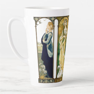 Jugendstil Lady Bird Swan Peacock Dove Latte Tasse