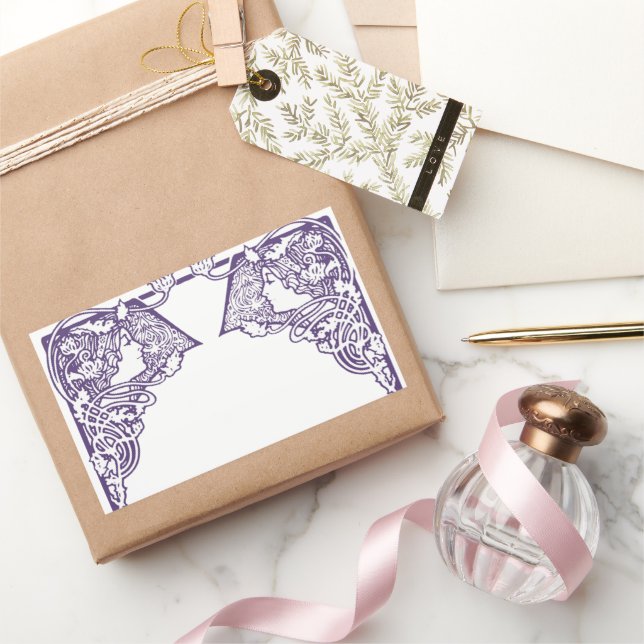 Jugendstil-Ladys individuell anpassbar Rechteckiger Aufkleber (Schenken)