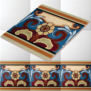 Jugendstil-Libellen- und Blumenfries Fliese