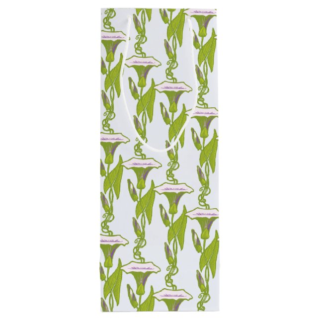 Jugendstil-Licht Ipomoea Tapete im Blumenmuster Ku Geschenktüte Für Weinflaschen (Rückseite)