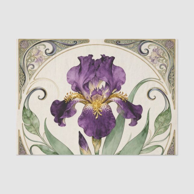 Jugendstil Lila Iris Seidenpapier (Vorderseite)