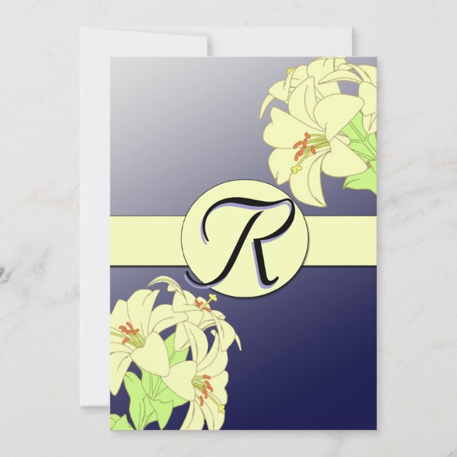 Jugendstil-Lilien Einladung Hochzeit (Vorderseite)