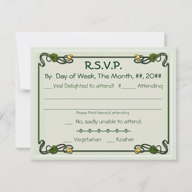 Jugendstil-Lilien (Einladungskarte) RSVP Karte (Vorderseite)