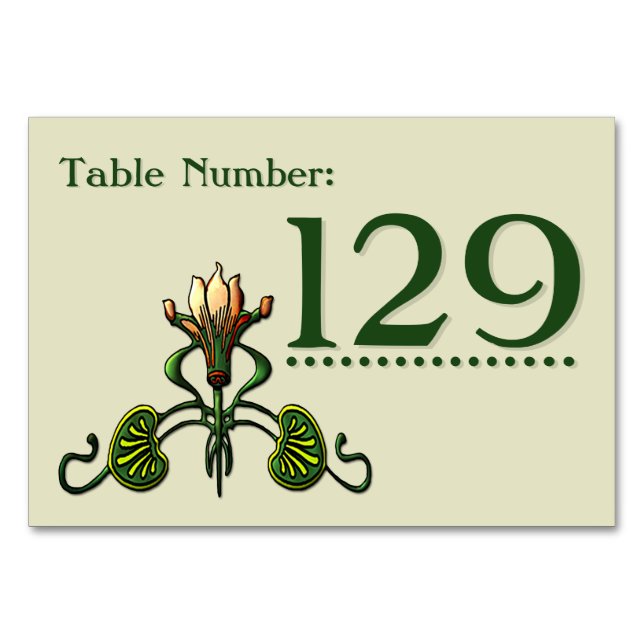 Jugendstil-Lilien (Tischnummer-Karten) Tischnummer (Vorderseite)