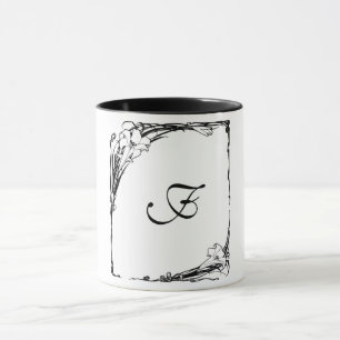 Jugendstil-Lilienblume schwarz und weiß Tasse