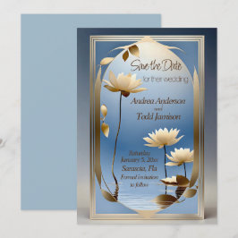 Jugendstil-Lotus-Blumen Hochzeit Save The Date
