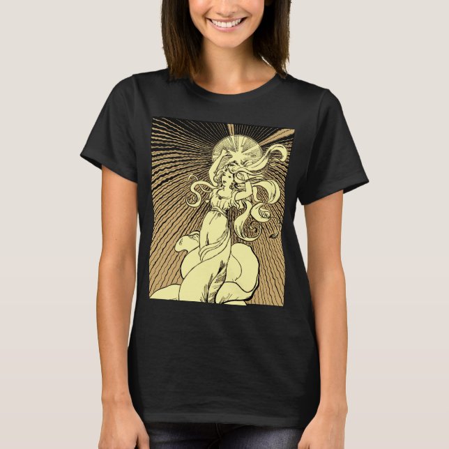 Jugendstil-Mädchen greift nach den Sternen T-Shirt (Vorderseite)
