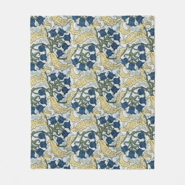 Jugendstil Maiglöckchen-Blüte Verneuil Fleecedecke (Vorderseite)