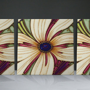 Jugendstil-Margeriten Nahtloses lila grünes Blumen Fliese