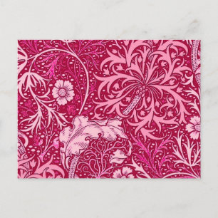 Jugendstil-Meeresalgen-Blumen, Fuchsia-Pink Postkarte