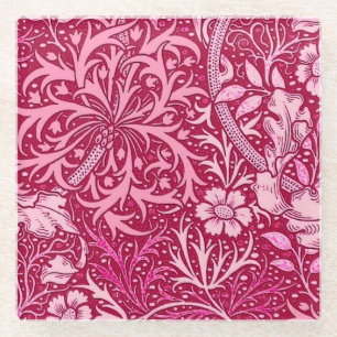 Jugendstil-Meeresalgen-Blumen, Fuchsia-Rosa Glasuntersetzer
