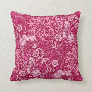 Jugendstil-Meeresalgen-Blumen, Fuchsia-Rosa Kissen