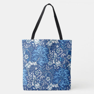 Jugendstil-Meeresalgen-Blumen, Kobaltblau und Weiß