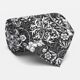 Jugendstil-Meeresalgen-Blumen, Schwarz und Weiß Krawatte