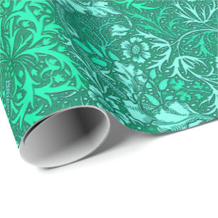 Jugendstil-Meeresalgen-Blumen, Türkis und Aqua Geschenkpapier