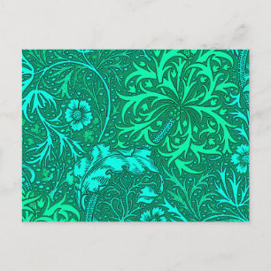 Jugendstil-Meeresalgen-Blumen, Türkis und Aquamari Postkarte